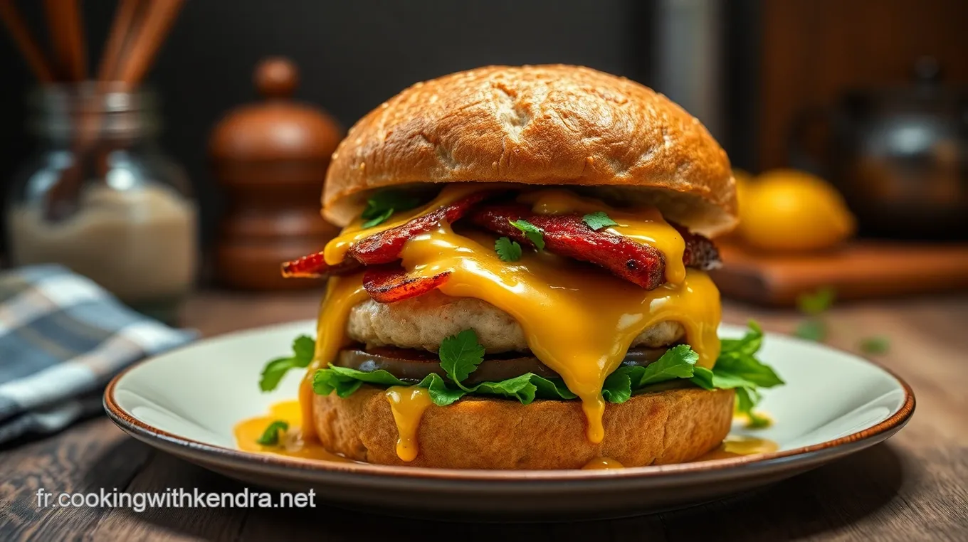 Mon Burger de Poulet Gourmand : Recette Facile avec Sauce Moutarde-Miel Burger de Poulet Gourmand avec Sauce à la Moutarde et au Miel