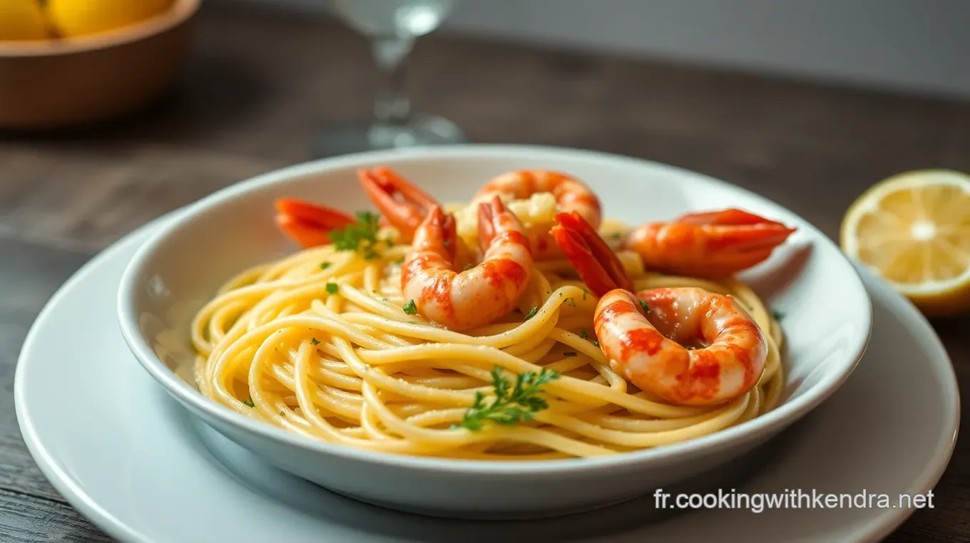 Pâtes aux Crevettes à l' Ail et au Beurre Citronné : Mon Plat Préféré Pâtes aux Crevettes à l' Ail et au Beurre Citronné