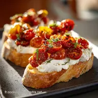 Bruschetta &agrave; la burrata cr&eacute;meuse et tomates confites (Recette &eacute;t&eacute;)
