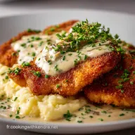 J&auml;gerschnitzel Traditionnel Escalope croustillante et sauce cr&eacute;meuse