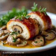 Filet de Poulet en Cro&ucirc;te de Bacon Farci aux Champignons