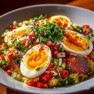 Salade de couscous &agrave; lavocat et aux &oelig;ufs Recette estivale et facile