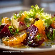 Salade dhiver raffin&eacute;e Betterave r&ocirc;tie Chicor&eacute;e Vinaigrette Orange
