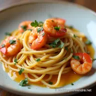 Spaghetti aux Crevettes &agrave; la Cr&egrave;me et &agrave; lAil Recette Rapide et Gourmande