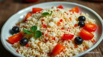 Recette de Salade de Riz Colorée: Un Plat Frais et Facile à Partager recipe card