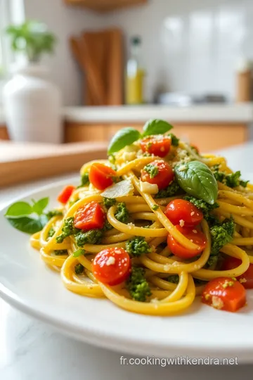 Fusili al Pesto Classique avec Tomates Cerises et Pignons de Pin steps