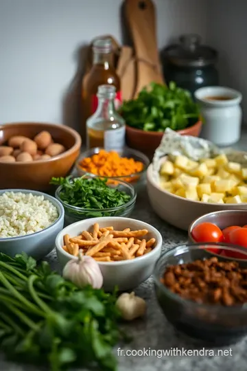 Nouilles Sautées au Poulet et Légumes Croquants ingredients