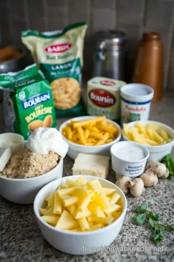 Pâtes Boursin Crémeuses aux Épinards et Champignons ingredients