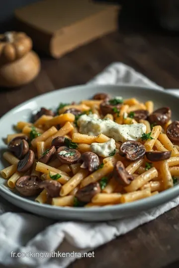 Pâtes Boursin Crémeuses aux Épinards et Champignons presentation