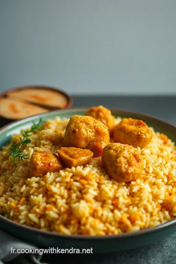 Poulet au Riz au Curry Épicé presentation