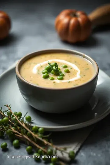 Velouté de Petits Pois à la Crème & Menthe Fraîche presentation