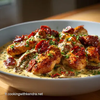 Aiguillettes de Poulet Sauce Cr&eacute;m&eacute;e au Chorizo Plat Facile et Gourmand