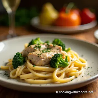 Recette P&acirc;tes Alfredo au Poulet et Brocoli Cr&eacute;meuses Simplissime Fiche recette