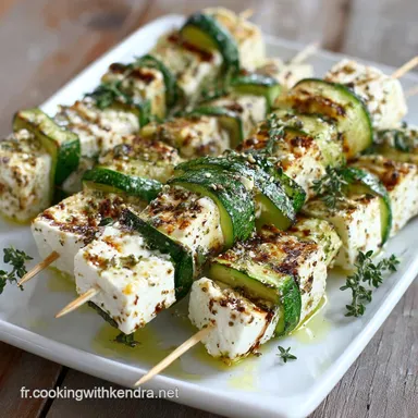 Recette Brochettes Feta Concombre LAp&eacute;ro Chic Grec Facile Fiche recette