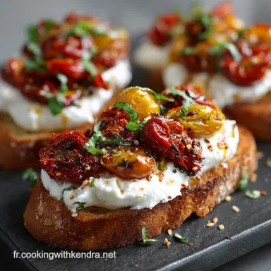 Bruschetta &agrave; la burrata cr&eacute;meuse et tomates confites (Recette &eacute;t&eacute;) Fiche recette