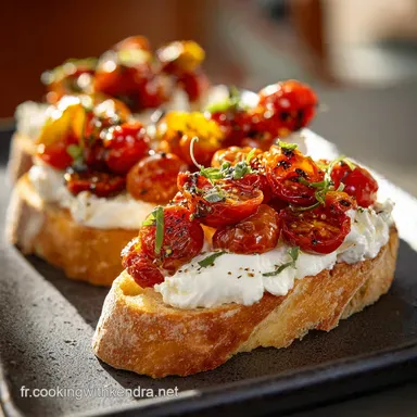 Bruschetta &agrave; la burrata cr&eacute;meuse et tomates confites (Recette &eacute;t&eacute;)