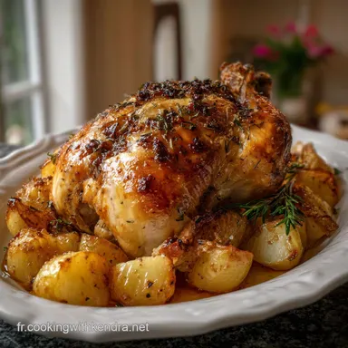 Id&eacute;e de plat pour votre repas de No&euml;l au Chapon R&ocirc;ti Fiche recette