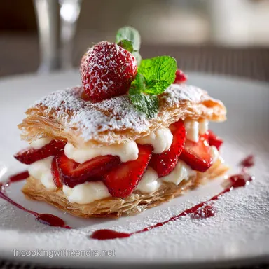 C&oelig;urs de p&acirc;te feuillet&eacute;e aux fraises Cr&egrave;me Diplomate Vanill&eacute;e facile Fiche recette