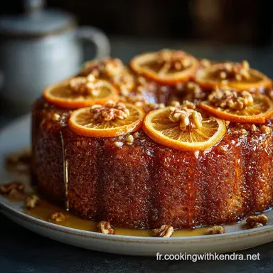 G&acirc;teau aux noix et &agrave; lorange Moelleux garanti gr&acirc;ce au sirop dimbibage Fiche recette