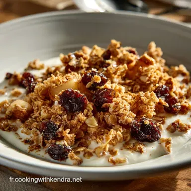 Granola maison aux pommes r&ocirc;ties et vanille Recette croustillante facile Fiche recette