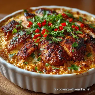 Gratin de poulet Tandoori au riz Cr&eacute;meux &eacute;pic&eacute; et facile &agrave; faire Fiche recette