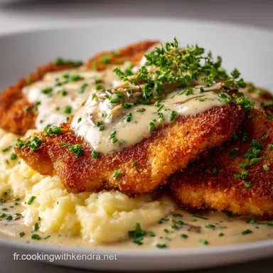J&auml;gerschnitzel Traditionnel Escalope croustillante et sauce cr&eacute;meuse