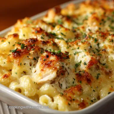 Macaroni au fromage au poulet Ranch Cr&eacute;meux &agrave; souhait et gratin&eacute;.