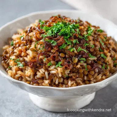 Mujadara Traditionnel : Riz aux Lentilles et Oignons Caram&eacute;lis&eacute;s