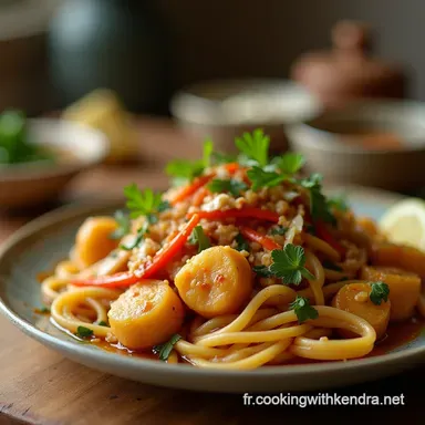 Recette Pad Tha&iuml; Express Nouilles Poulet et Cacahu&egrave;tes Faciles Fiche recette