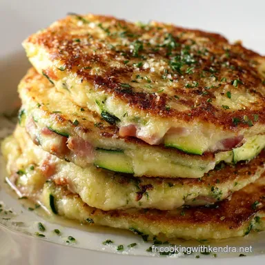 Pancakes fourr&eacute;s courgette ch&egrave;vre et jambon gratin&eacute;s Recette facile et ensoleill&eacute;e Fiche recette