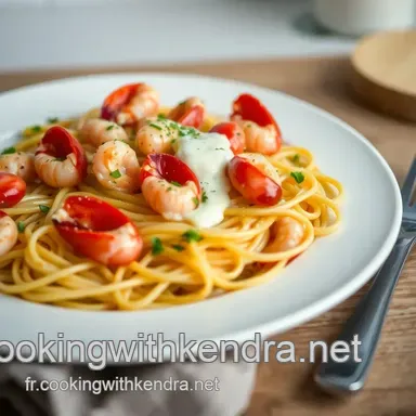 D&eacute;licieuses P&acirc;tes aux Crevettes et Sauce Cr&eacute;meuse &agrave; l&rsquo;Ail Fiche recette