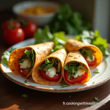 Rouleaux de Wrap V&eacute;g&eacute;tariens Roquette Piquante Tomates Confites Fiche recette