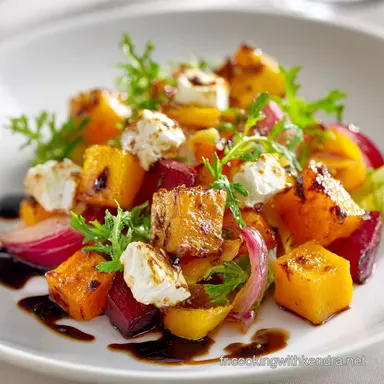 Salade de la R&eacute;colte dAutomne aux l&eacute;gumes r&ocirc;tis ch&egrave;vre et &eacute;rable Fiche recette