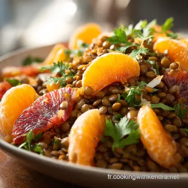 Salade de lentilles orientale notre recette facile aux agrumes et cumin Fiche recette