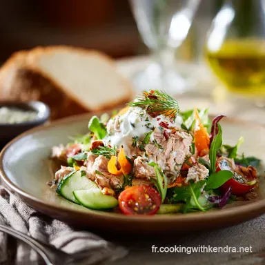 Salade de thon saine Recette l&eacute;g&egrave;re au yogourt fa&ccedil;on M&eacute;diterran&eacute;e Fiche recette