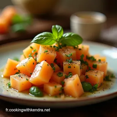 Salade de Melon Jambon de Dinde et Tomates Vinaigrette Basilic Fiche recette