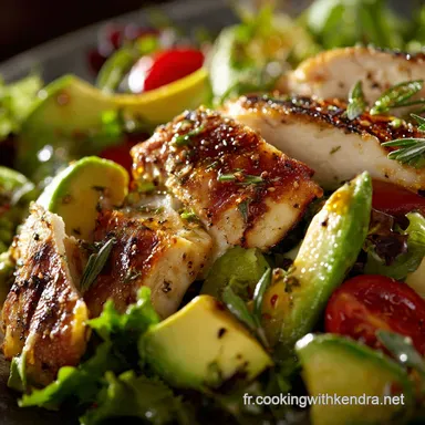 Salade de Poulet Grill&eacute; et Avocat Recette Fra&icirc;cheur Vinaigrette Miel Fiche recette