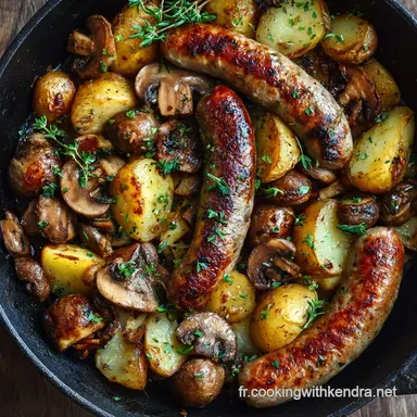 Saucisses Champignons et Pommes de Terre au Four Recette rustique et facile Fiche recette