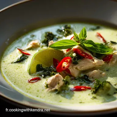 Soupe Tha&iuml;e au Poulet Basilic et Citron Vert Recette Express et Cr&eacute;meuse Fiche recette