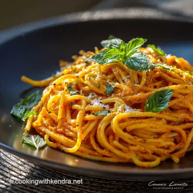Spaghetti &agrave; la cr&egrave;me de poivron rouge et mozzarell Velout&eacute; Cr&eacute;meux Fiche recette