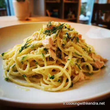 Spaghetti au Saumon Fum&eacute; et Cr&eacute;m&eacute;e Recette Express 30 min Inratable Fiche recette