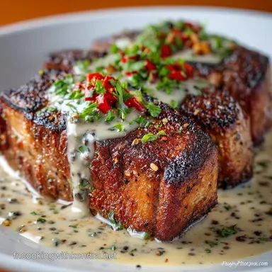 Steak de choufleur &agrave; la sauce au poivre vert cr&eacute;meuse Recette V&eacute;g&eacute;tale Fiche recette