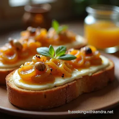 Toasts au Ch&egrave;vre Chaud et Compote dOignons au Miel Faciles Fiche recette