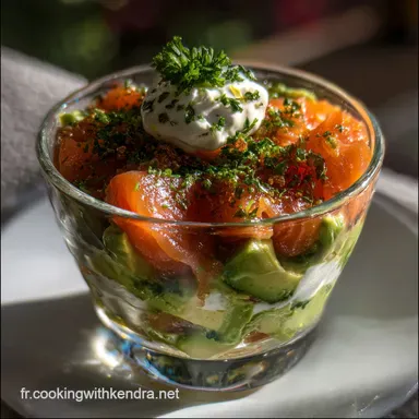 Verrine D&eacute;lice &agrave; l Avocat et au Saumon Fum&eacute; Vif