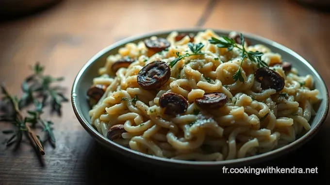 Orzotto crémeux aux champignons et aux herbes fraîches