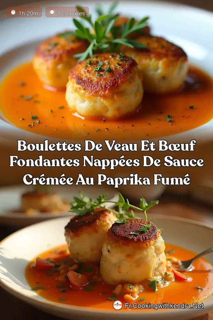 Boulettes de Veau et B&oelig;uf Fondantes Napp&eacute;es de Sauce Cr&eacute;m&eacute;e au Paprika Fum&eacute;