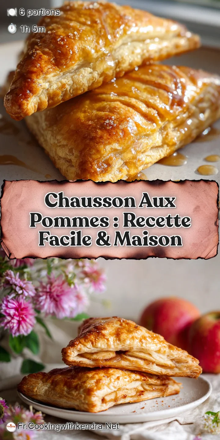 Close-up of a warm apple turnover revealing a soft, spiced apple filling encased in a buttery, golden-brown, and perfectly...