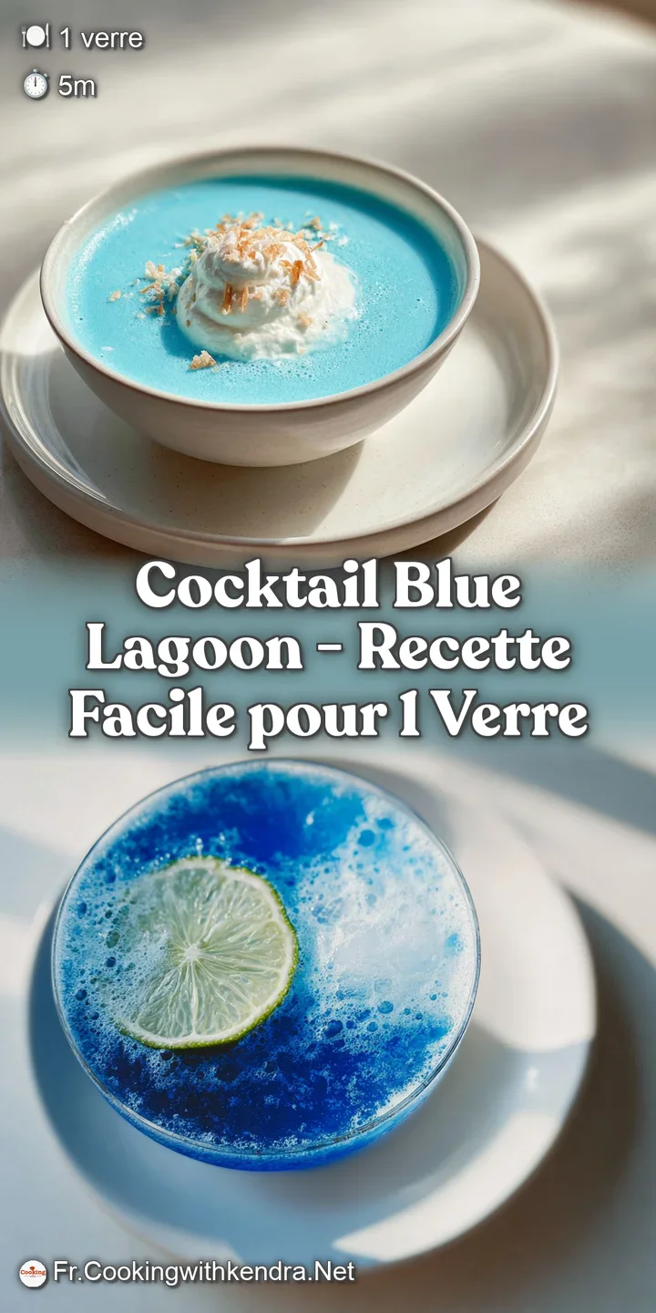 Close-up of a frosty Blue Lagoon cocktail, the condensation beads clinging to the glass. A cool, refreshing summer escape ...