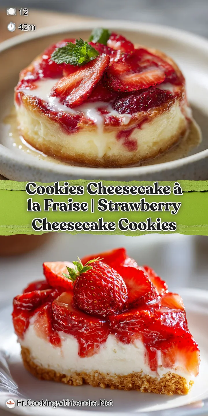 Close-up of melting strawberry cheesecake, showing gooey center and ruby-red berry swirls.