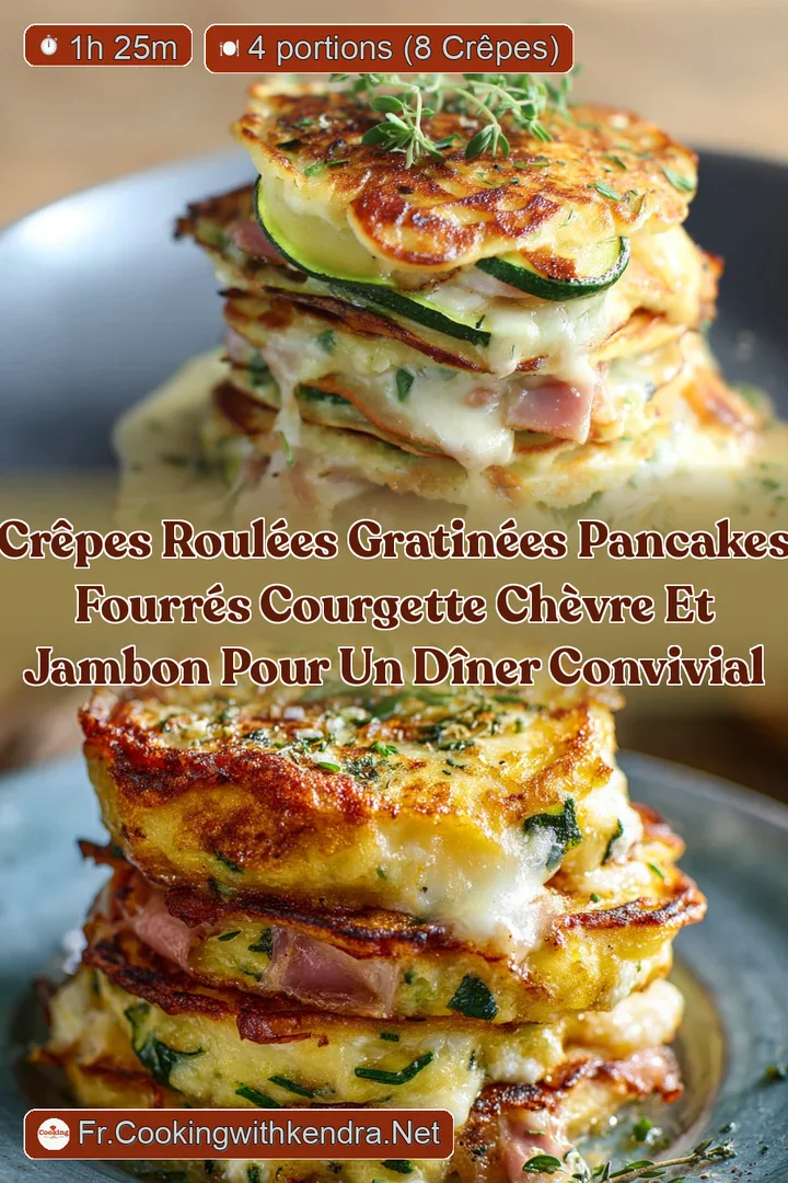 Cr&ecirc;pes roul&eacute;es gratin&eacute;es Pancakes fourr&eacute;s courgette ch&egrave;vre et jambon pour un d&icirc;ner convivial